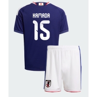 Camiseta Japón Daichi Kamada #15 Primera Equipación Replica Mundial 2026 para niños mangas cortas (+ Pantalones cortos)